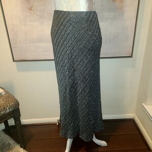 Carmen Marc Valvo Gray Rib Maxi Pencil Skirt